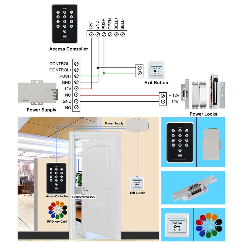 Security Door Access Control System Kit with Touch Keypad Card