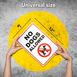 No Dogs Allowed Sign, 8x12 Aluminum Please Keep Off Grass, Do Not Pooping or Peeing for Lawn, Yard, Flower Bed