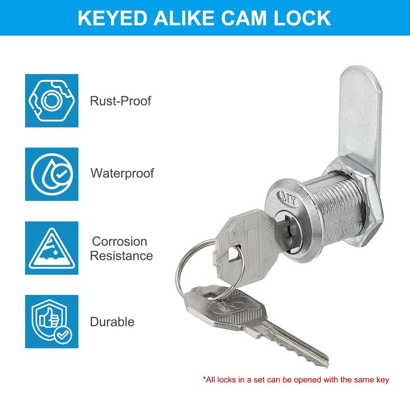 PATIKIL Cabinet Cam Lock with Key, 13/16"(20mm) Cylinder Fits on