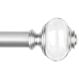 Curtain Rods for Windows 48 to 84, USFOOK 7/8 Inch Telescoping Splicing Drapery Rods 32 to 86 Inch, Decoration for Home with Light Silver Translucent Finials