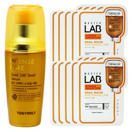 Tony Moly Intense Care Gold 24K Snail Serum + Master Lab Snail Mucin Mask Sheet 10 sheets free / 토니모리 인텐스케어 골드 24K 스네일 세럼+마스터랩 달팽이뮤신 마스크시트 10매 증정