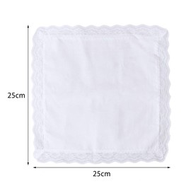 6 Pieces Ladies Cotton Handkerchiefs, 60S Womens Lace White Hankies Soft Solid Pure