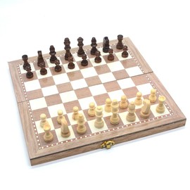 dsidols 3 in 1 Folding Wooden Chess Backgammon Draughts Checkers Board Game Set Family Games 30CM
