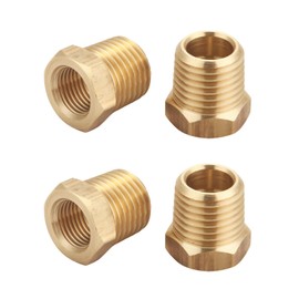 4pcs Heavy Duty 1/4 NPT Male Thread to 1/8 NPT Female Thread Brass Reducer Hex Bushing Brass Fitting Pipe Hose Tube Adapter Convert