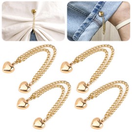 GerdfeiTawtab Magnetic Clothing Clips - 4Pack Multi-Function Magnetic Strength Buttons Hem Clips for Cinch T-Shirt Pants Hems,Multi-Purpose Magnetic Pinless Brooch Decorate for Cardigan (Gold Heart)