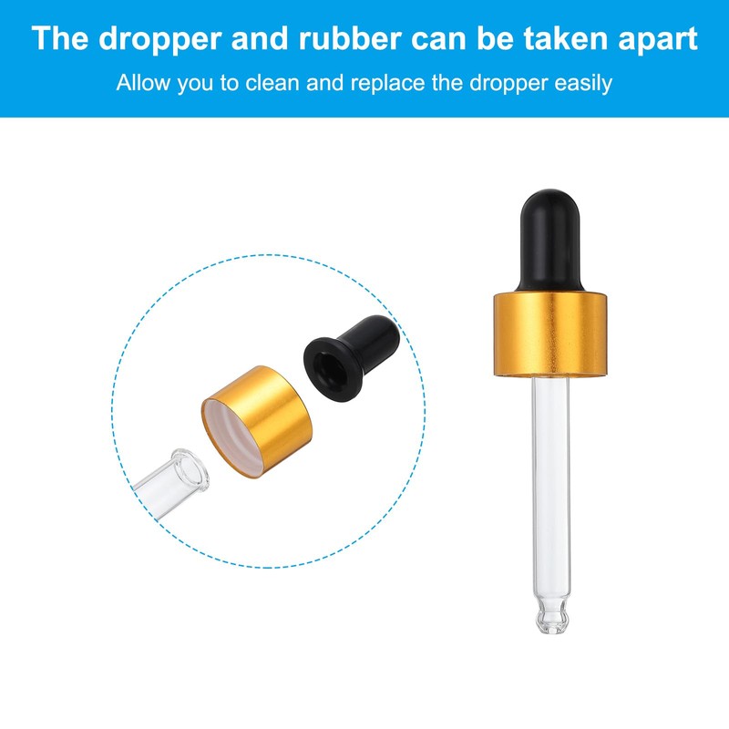 PATIKIL Glass Eye Dropper Caps, 12 Pcs Anodized Aluminum Glass