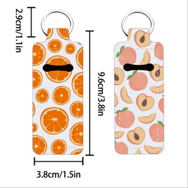 FREEBLOSS 4 Stück Lippenstift Balsam Halter Zum Aufclipsen Für Damen Chapstick Halter Schlüsselanhänger Sommer Elemente Muster Lippenbalsam Schlüsselanhänger Halter Mit Clip 1.5'' x 3.8''