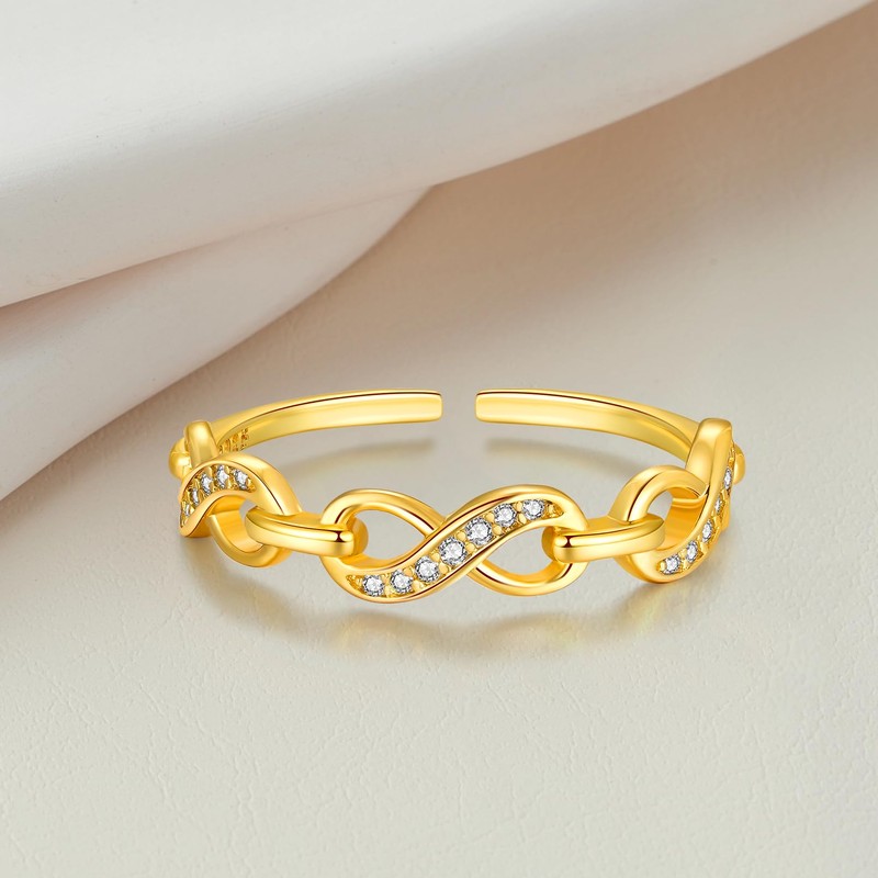 Sterling Silver 925 Infinity Ring for Women, Open Anxiety Ring
