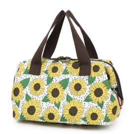 Smrcom Makeup Bag Cosmetic Bag For Women Girl Travel Makeup Bag Toilet Bag Zipper Organizer Bag Waterproof (Corduroy sunflower white)