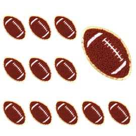 12pcs Football Patches, Rugby Embroidered Iron on and Sew on Patches Gold Edges Applique Football Sports Embroidery Chenille Patch for Hat Dress Jeans Jacket Backpacks