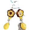 Silver and Silky Yellow Flower and Teardrop Dangle Earrings. Jewelry