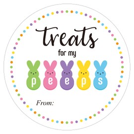 Anwyll Easter Gift Stickers,Happy Easter from Name Stickers,60Pcs 2Inch Easter Bunny Peeps Stickers,Self-Adhesive Treat for My Peeps Easter Rabbit Stickers for Baskets Envelope Seal Easter Party Decor