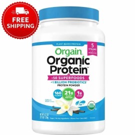 Orgain Organic Plant Based Protein Powder Vanilla Bean w Superfoods 2.7 lbs