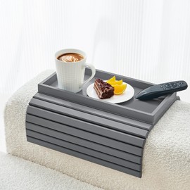 LOVYANXUE Bamboo Sofa Arm Tray, Anti Falling Couch Arm Tray Table, Foldable Couch Armrest Table, Portable Sofa Armrest Trays Cup Holder for Drink, Cups, Phone, Snacks, Remote