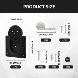 Dart Board Bracket 2pcs Dartboard Bracket Black Dartboards Mounting Brackets Universal Wall Hanging Kit with Oche Tape Measure - Easy Install