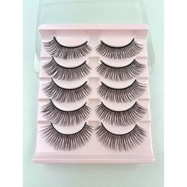 BeautyU&Me New 5 Pairs Natural Long Cross Handmade Thick Makeup Fake Eyelashes False Lashes