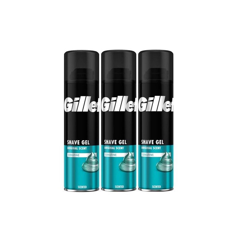 Sensitive Shaving Gel for Men, Original Scent, 3-Pack – Smooth