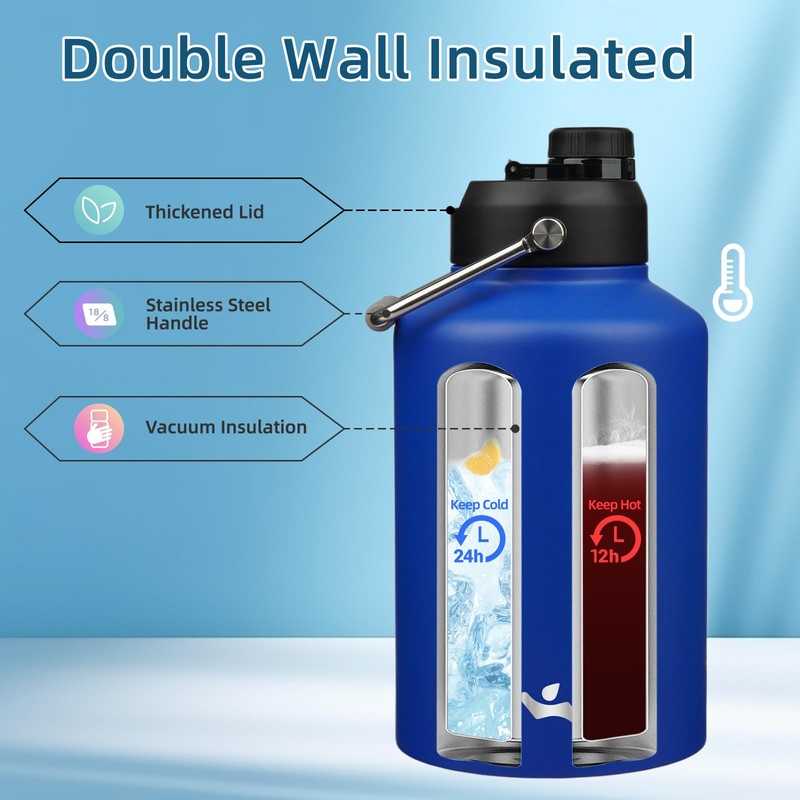 Konokyo 1 Gallon Jug with Handle,128 oz Insulated Water Bottle