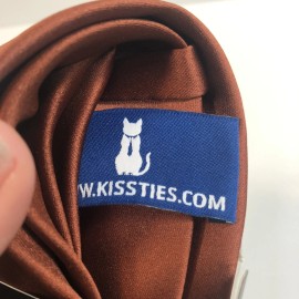 KissTies 2.4'' Skinny Tie Slim Necktie Mens Wedding Ties, Toffee Brown, Rust Red