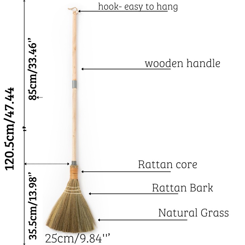 BMart Home Vietnamese Broom, Long Handle Indoor & Outdoor Floor