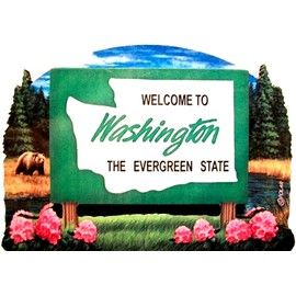 Washington State Welcome Sign Wood Fridge Magnet 2