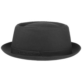 Stetson Athens women's/men's cotton pork pie hat | Cotton hat | Made in Italy | Summer/winter | Men's hat with lining | porkpie black 57 cm