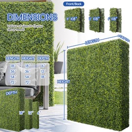 Bynbbur Artificial Boxwood Hedge Wall 36" Lx36 Hx12 W Fake Grass Backdrop Faux Wall Greenery Room Divider Indoor Outdoor Privacy Wall for Patio, Office, Balcony, Living Room, Party Décor