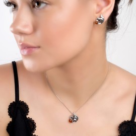 HENRYKA Squirrel Necklace in 925 Sterling Silver and Baltic Amber, Woodland Necklace, Animal Necklace, Squirrel Gifts