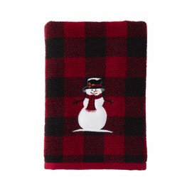 SKL Home Christmas/Gift Woodland Winter Snowman Bath Towel, Red