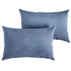Sorra Home Indoor/Outdoor Knife Edge Lumbar Pillows, Set of 2, Blue