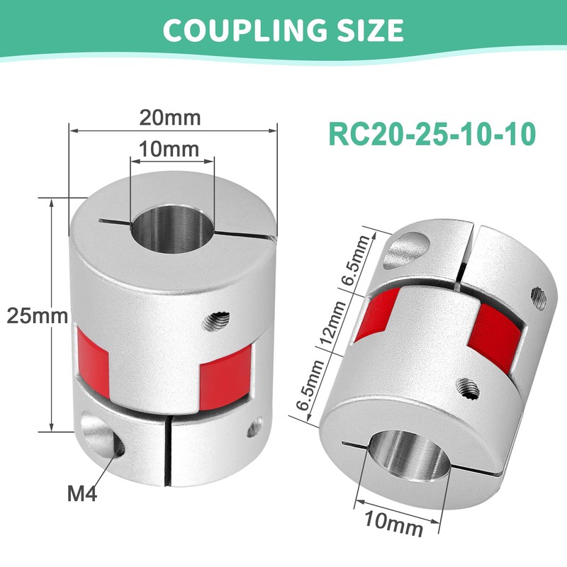 Shaft Coupling 10 mm to 10 mm Waves Flexible Elastic