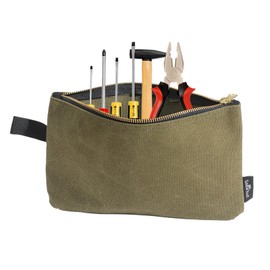 Canvas storage bag,tool pouch,YKK zipper,versatile utility pouch,gadget storage bag,suitable for storing tools,office stationery,cosmetics,travel accessories,2-pack (10.63”x7.09”,6.49”x 4.72”) (Olive)