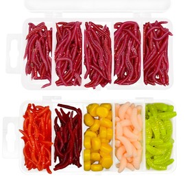 JJQHYC 360 PCS Fishing Lures Plastic Worms Fishing Lure Set Soft Plastic Lures Fishing Accessories Maggots for Fishing