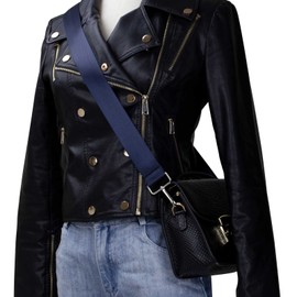 A ALLZEDREAM Correa de Hombro Bolso Bandolera Ancho Reemplazable Ajustable, Azul Marino Gancho Plateado