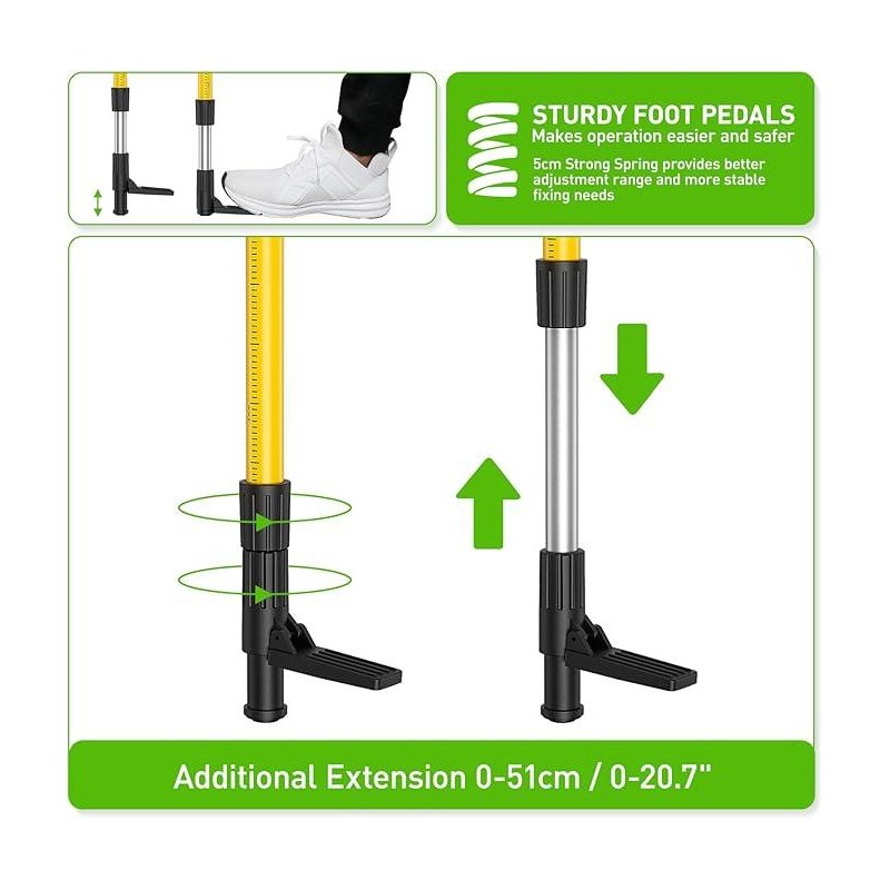 Huepar 12 Ft./3.7M Laser Level Pole LP36A with Tripod, 1/4-Inch