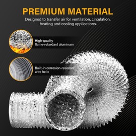 YSSOA Dryer Vent Hose, 4" Insulated Flexible Duct 8FT with 2 Clamps, Heavy Duty Four Layer Protection for Heating Cooling Ventilation and Exhaust, Black