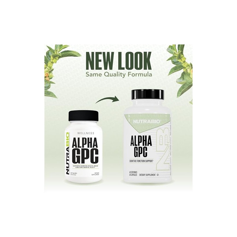 NutraBio Alpha GPC - 60 Caps - 300 mg -