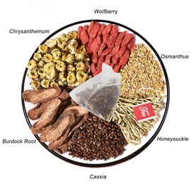 MQUPIN Chrysanthemum Cassia Tea, Combination Health Tea Bags 8.8 oz (0.18oz×50bags),Cassia,Wolfberry,Osmanthus,Honeysuckle,Herbal Tea