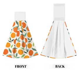 YINFILAN Hanging Kitchen Towels with Loop Set of 2 Summer Oranges Drying Hand Tie Towel Soft Vintage Dish Cloth Tea Towels for Bathroom Farmhouse Home Decor