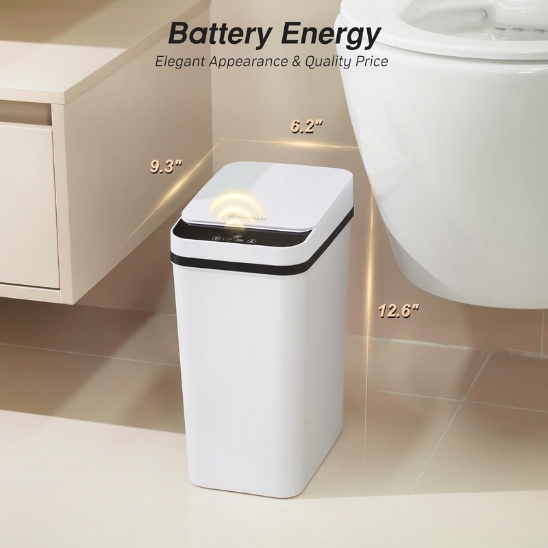 FRESHLIX Bathroom Garbage Can with Lid, 2.6 Gallon Diaper Trash