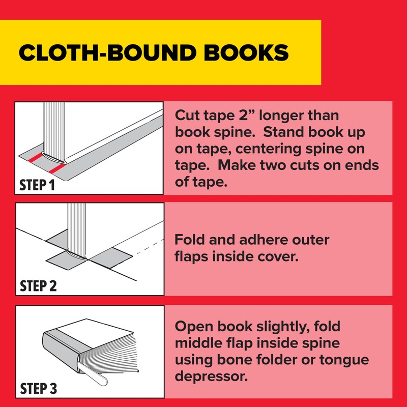 Scotch Book Tape, 2 in x 540 in, Excellent for