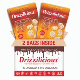 Drizzilicious Mini Rice Cakes Cinnamon Swirl - Rice Crisps, Healthy Snack for Adults and Kids, Flavored Rice Cakes, Vegan, Gluten Free, Allergen Free, Only 90 Calories Per Serving - 4 oz (Pack of 2)