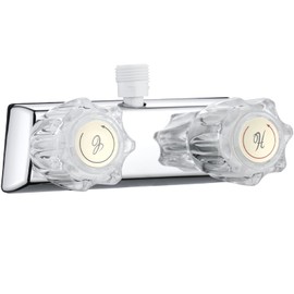 RV Shower Faucet, Dual-Handle Camper Shower Faucet with Acrylic Knobs, 4" RV Shower Valve Diverter, RV Outdoor Shower for RV, Camper Van, Outside and Inside Bathroom Shower (Chrome)