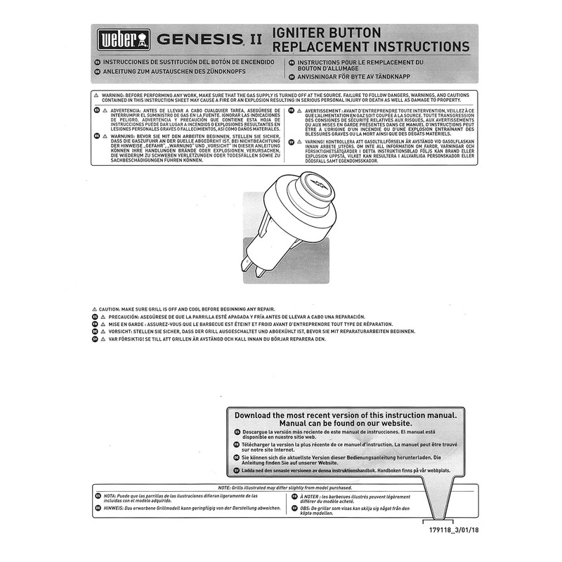 Weber 66220 Igniter Switch for Genesis II and Spirit II