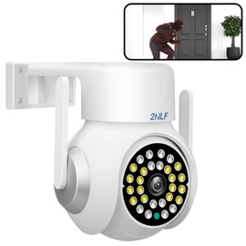 2NLF Cámara de Seguridad Exterior,HD 2K Cámara de Seguridad WiFi Inalambrica para Exteriores,Pan&Tilt 360 Grados, Detección de Movimiento y Sirena,Visión Nocturna Full-Color,IP66,Solo 2.4G WiFi