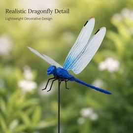 12-Pack Blue Dragonfly Garden Decorations – Realistic Clip-On Outdoor Accents for Plants, Patios and Events
