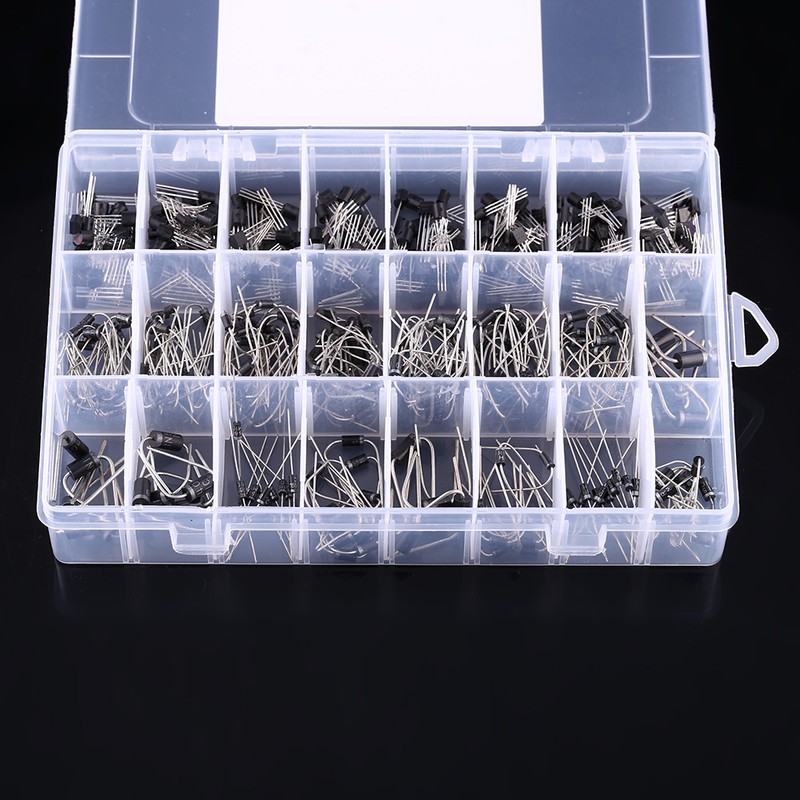 400pcs 24 Values Transistors and Rectifier Diodes Assortment Set With