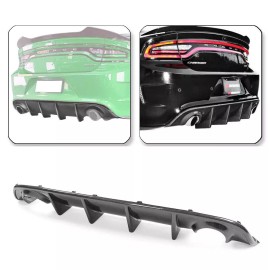 Unbranded Carbon Fiber Style Rear Bumper Diffuser Fits For 2015-2023 Dodge Charger Daytona