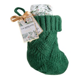 Via Mercato Mini Knit Stocking Handwrapped Gift Soap, 100 Gram, Mistletoe Green, Small