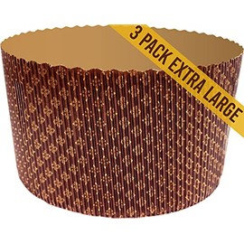 Natalie's Kitchen Panettone Paper Mold - Premium Easter Bread Baking Pan Round Corrugated - 1kg - H 4-3/8’’ x W 7-1/4’’ - Extra Large Kulich Paper Forms - 3 Pack, Brown